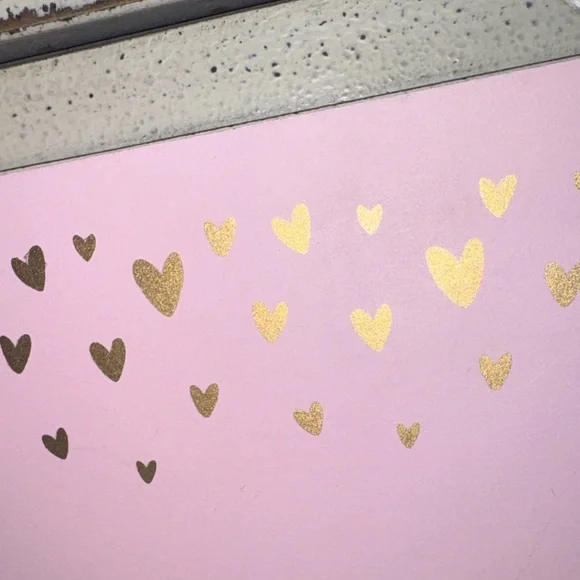 Pink Hanging Sign Gold Hearts Collage Board photo display sticky notes office - Picture 3 of 9